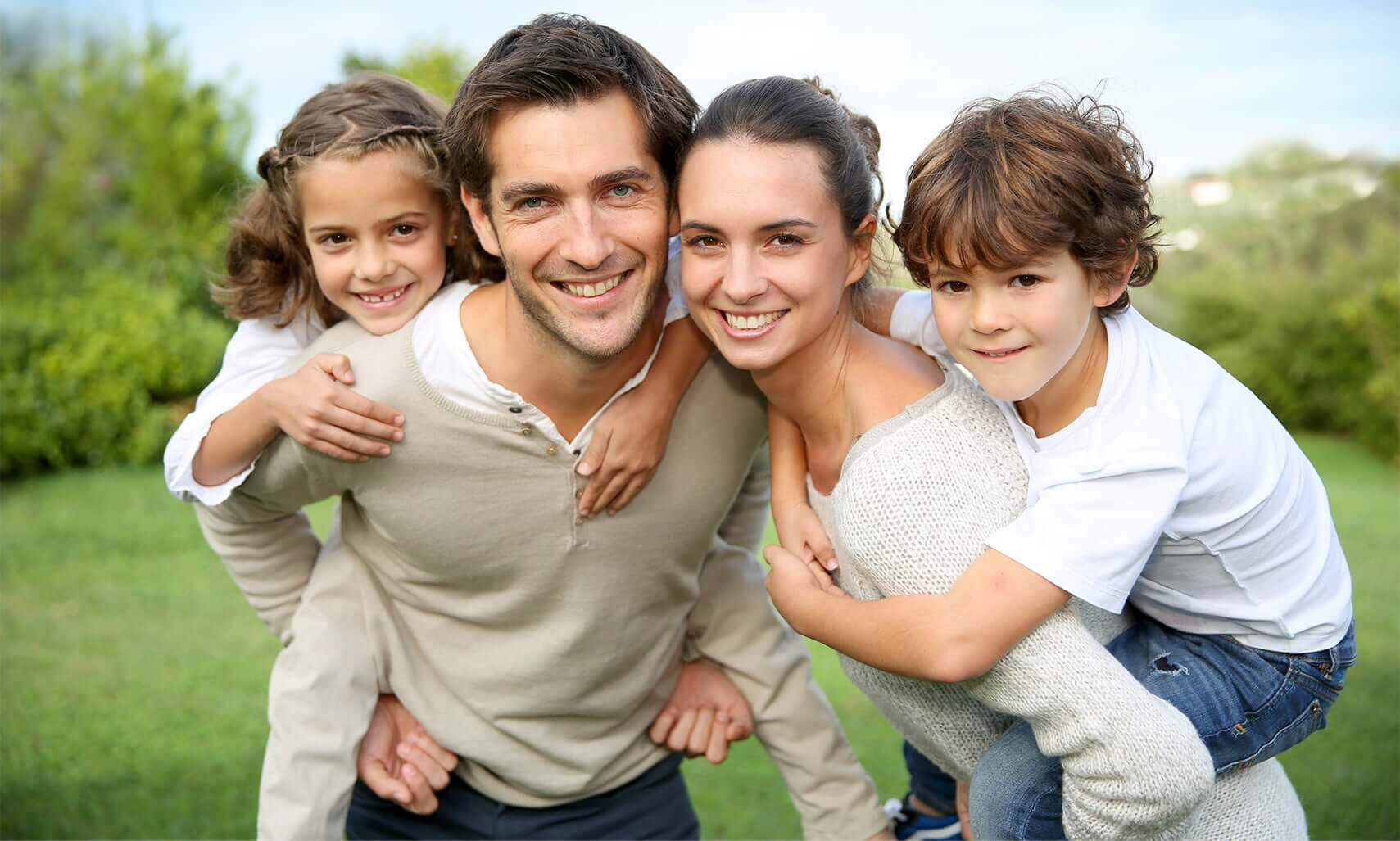 Family with two kids outdoors