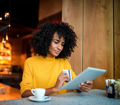 woman paying bill online